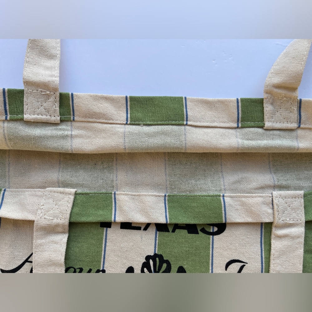 NWOT - Sézane Bonjour Texas Canvas Tote Bag Green Stripes - Picture 8 of 13